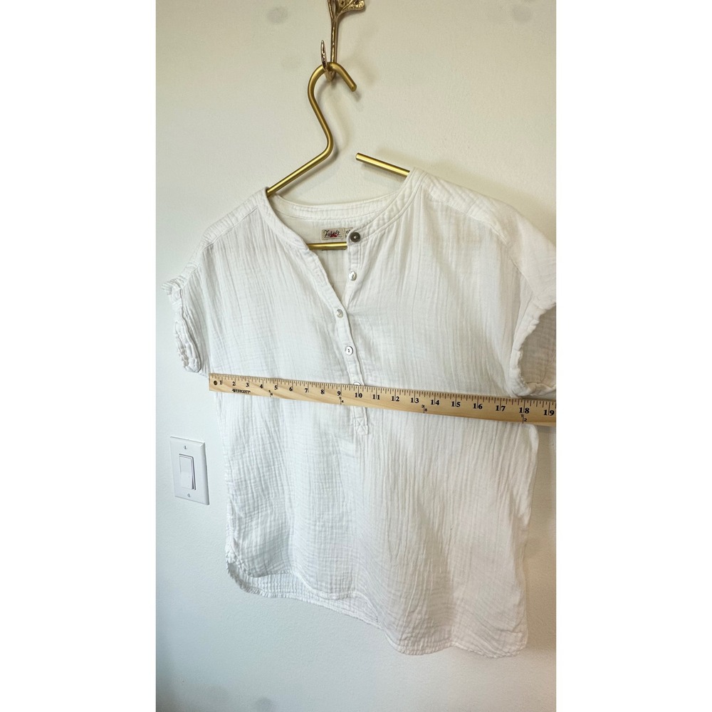 Faherty Isha Top XS White Organic Cotton Gauze Coastal Beachy - Picture 6 of 8